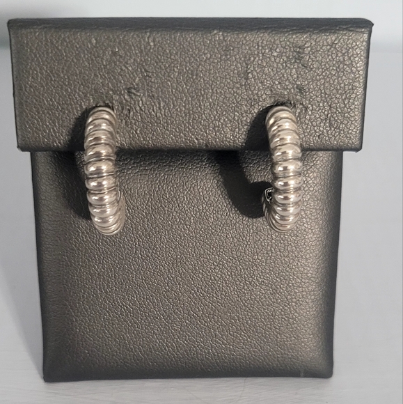 LAGOS Jewelry - LAGOS Caviar Ribbed Sterling Silver Half Hoop Earrings